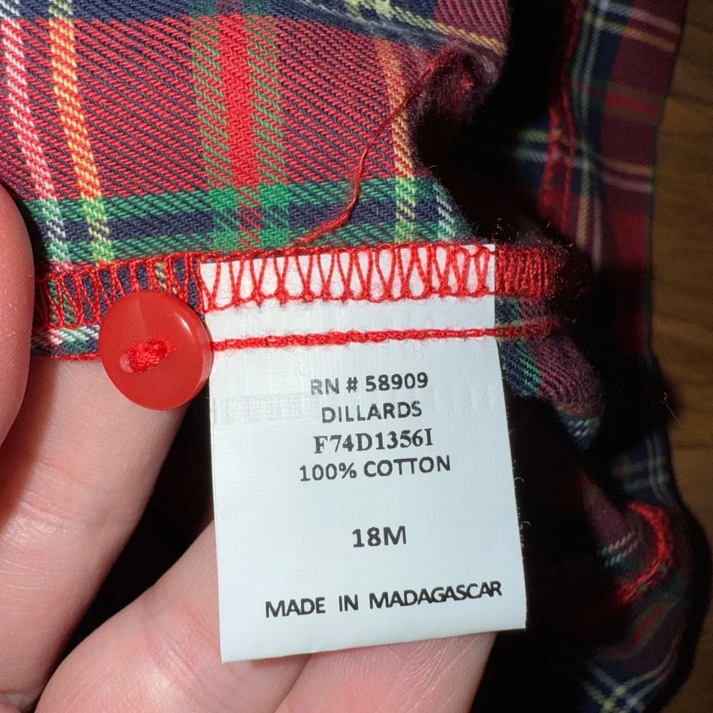 Dillards Edgehill‎ Collection Red Plaid Christmas Dress Girls 18 Month holiday